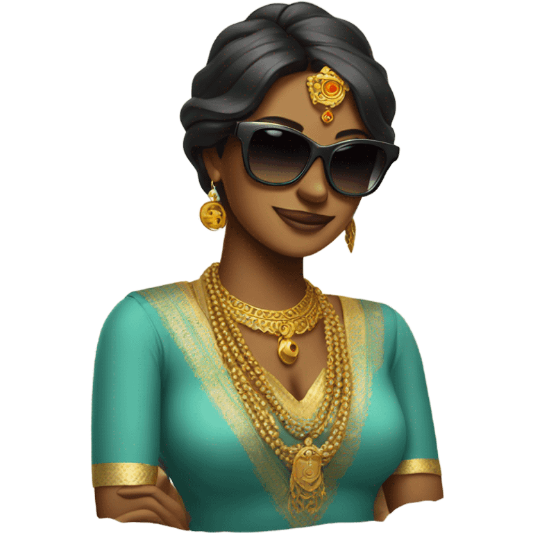 Lakshmi wearing sunglasses emoji