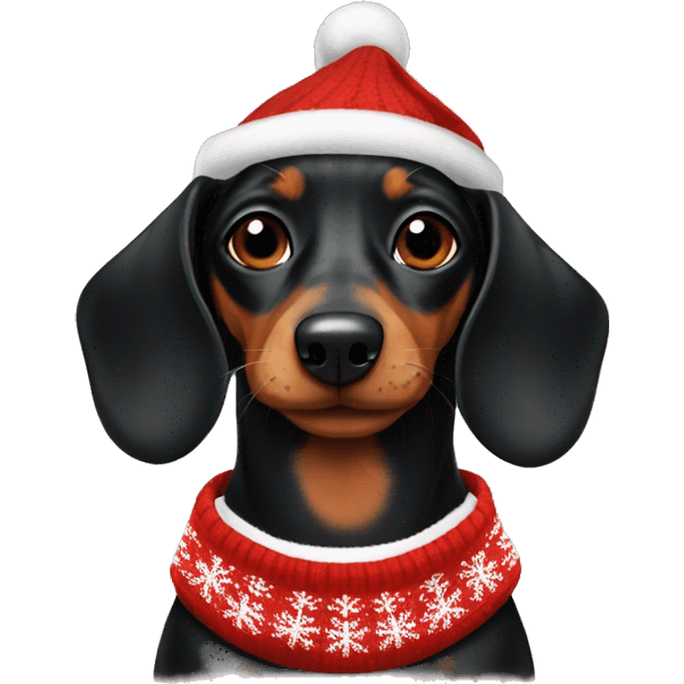 Black Dachshund wearing Christmas sweater emoji