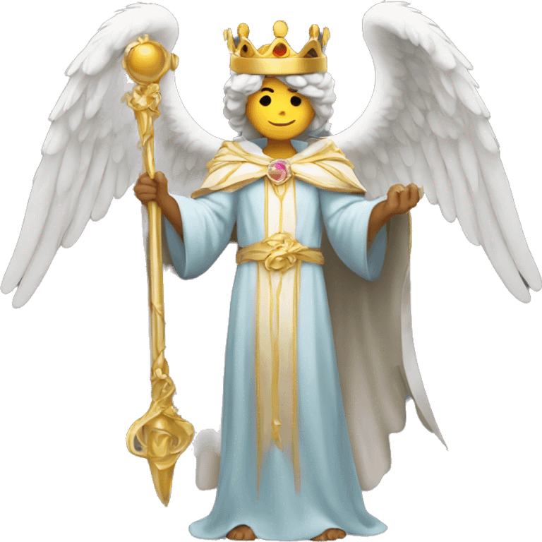 angel in robes holding a crown and a flail emoji