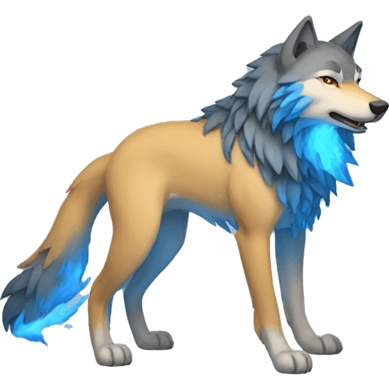 Blue flame wolf emoji