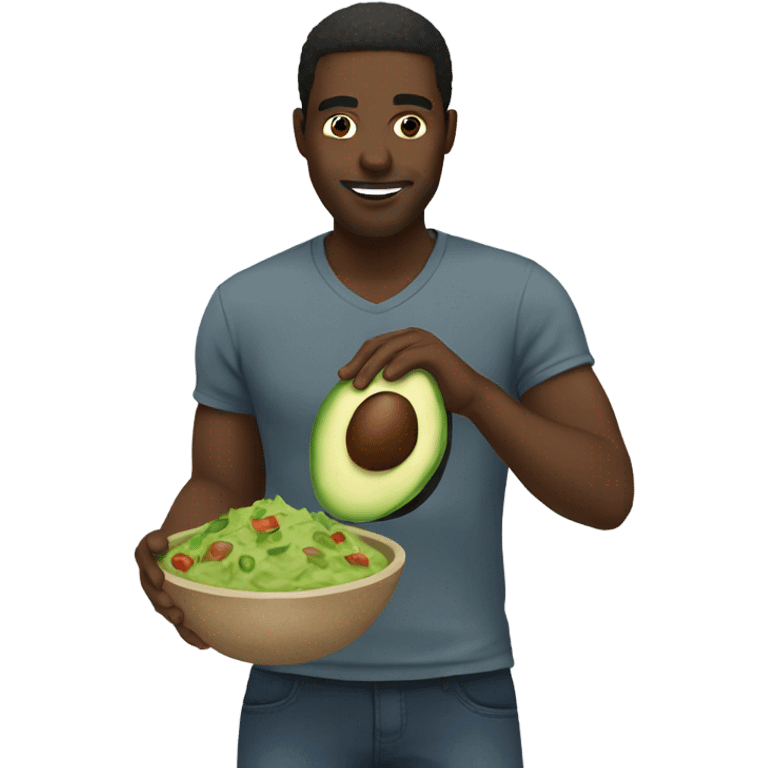 Black man holding guacamole  emoji