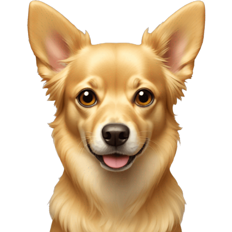 golden dog, something between chihuahua and golden retriever with red nose and piked ears emoji