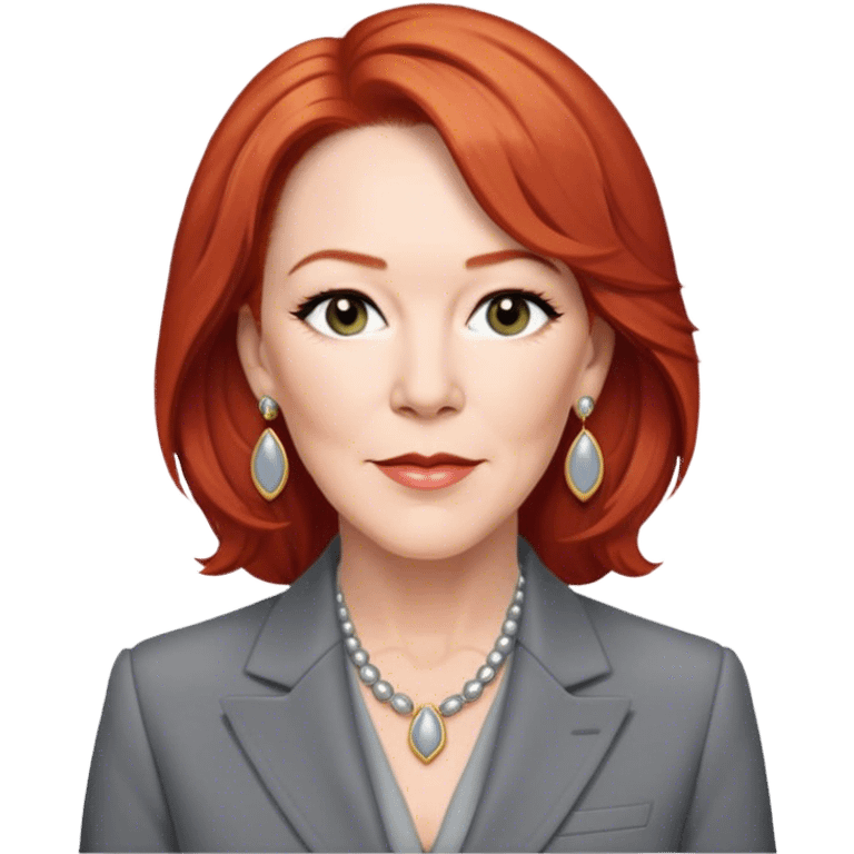 Catherine O'Hara home alone, grey suit jacket, red hair, earlings emoji