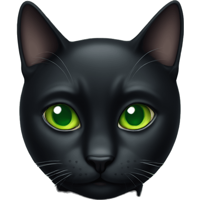 A black cat with green eyes  emoji