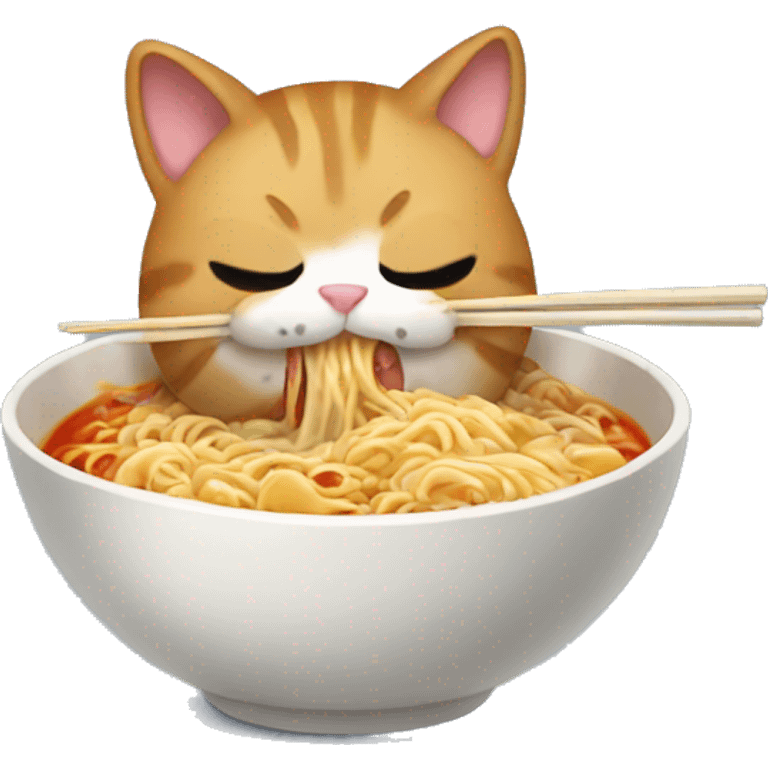 Cat eating ramen emoji