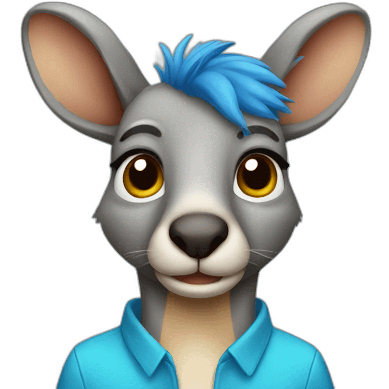 Kangaroo with blue hair emoji