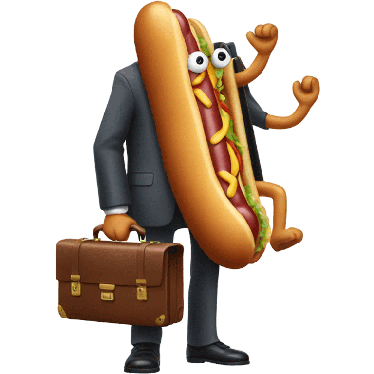 A hotdog carrying a briefcase emoji