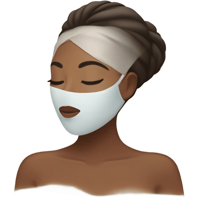 Brown tone Lady with face mask spa beauty full face relaxing emoji