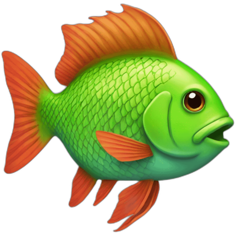 redhair green fish  emoji