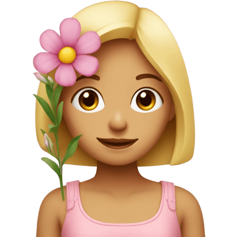 girl with flower indoors emoji