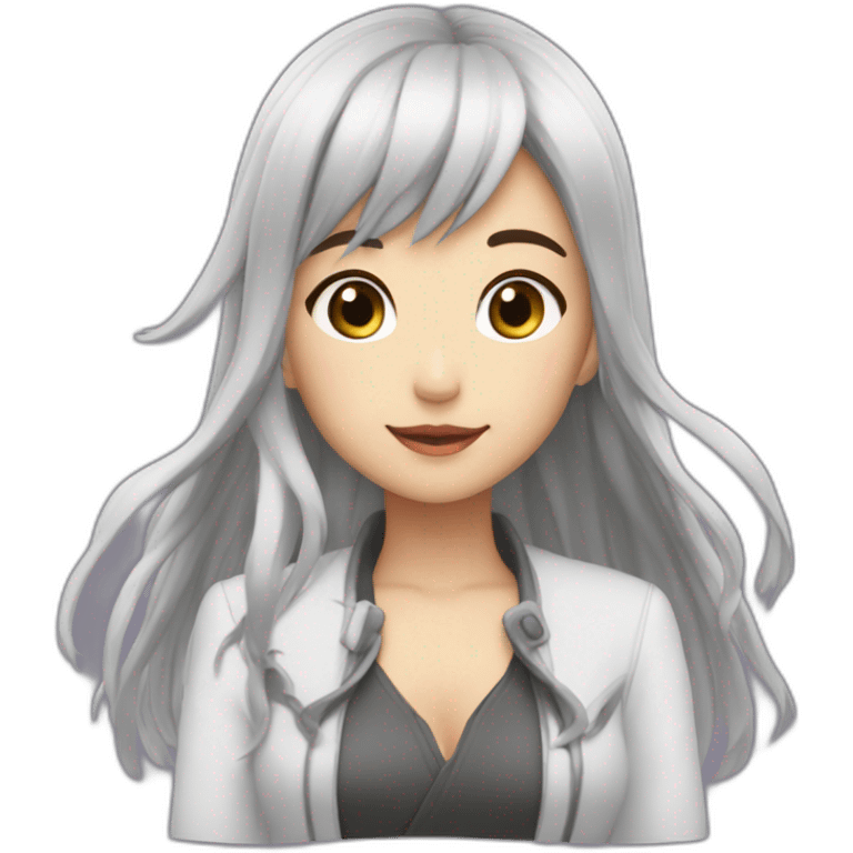 大人の女性・セミロングヘア・黒髪 emoji