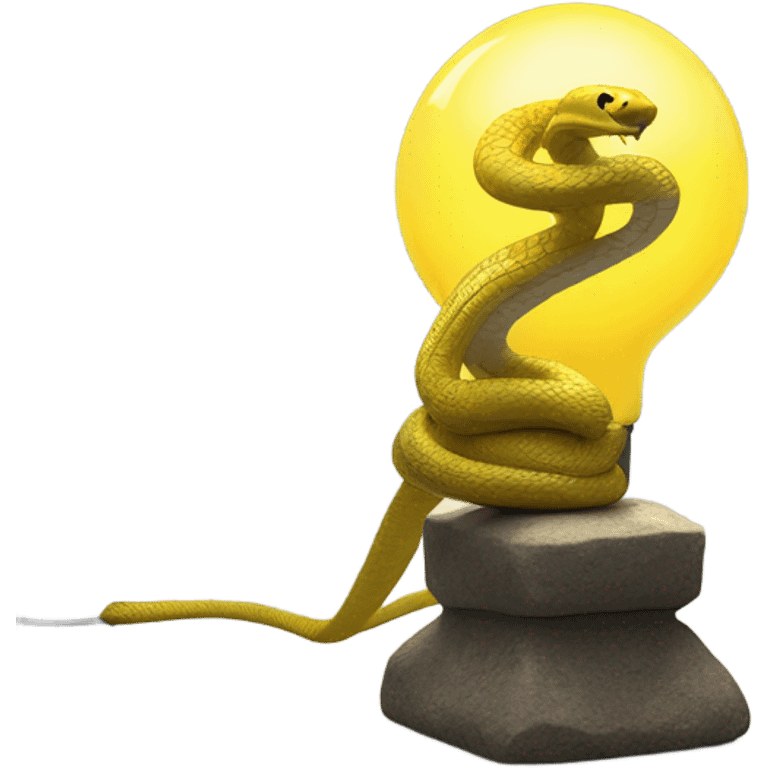 cobra yellow light in lamp glass support stone emoji