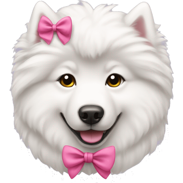 Dog samoyed with pink bow emoji