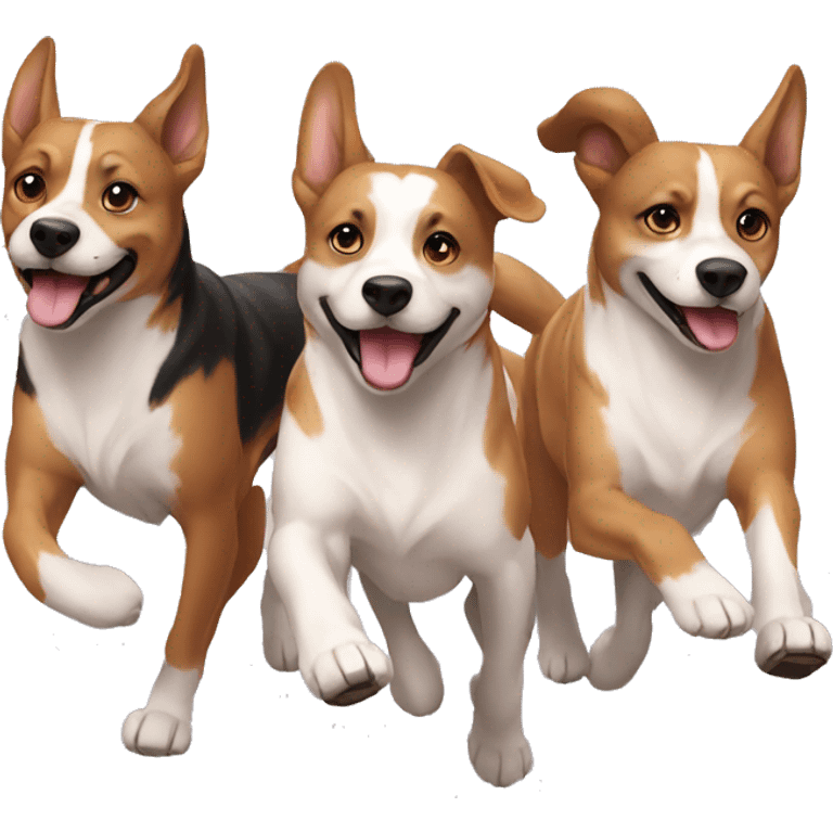 3 dogs  running together emoji