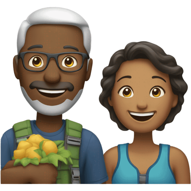 Man & wife having fun outdoors emoji