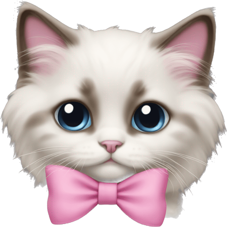 ragdoll kitten with pink bow emoji