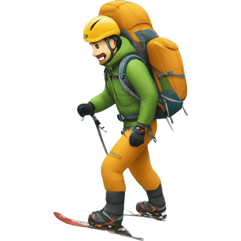 Hombre alpinista subiendo montaña emoji