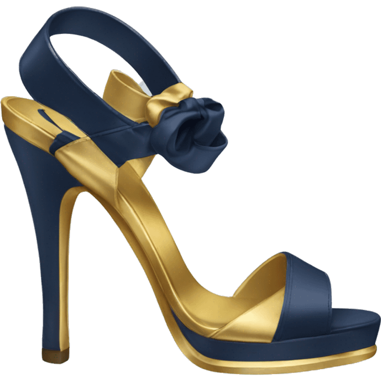 A navy blue and gold heel  emoji