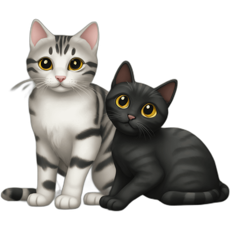 two-cats-bengal-and-cat-black-kitten-together emoji