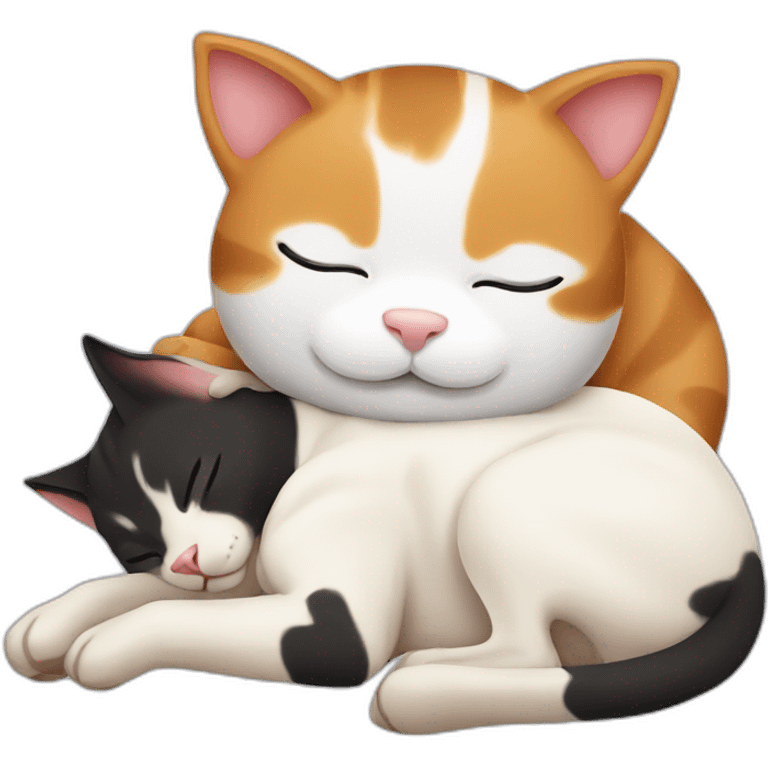 cat sleeping with cow emoji