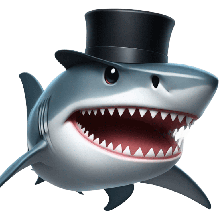 Shark with a top hat emoji