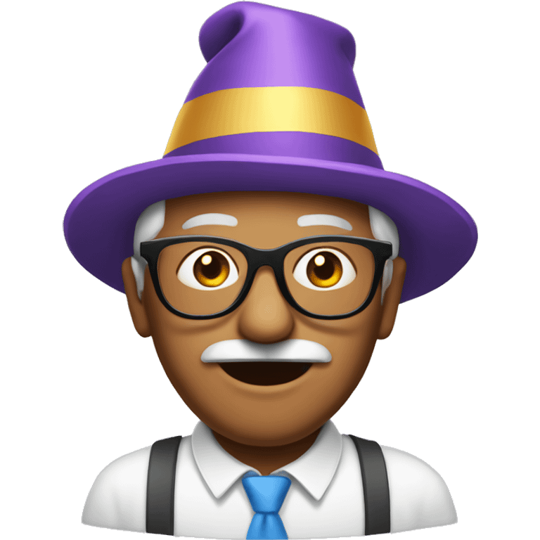 bold grandpa with glasses and a party hat emoji