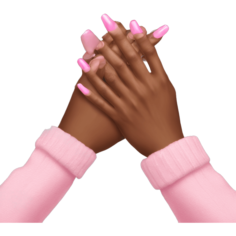 Holding hands pink nails emoji