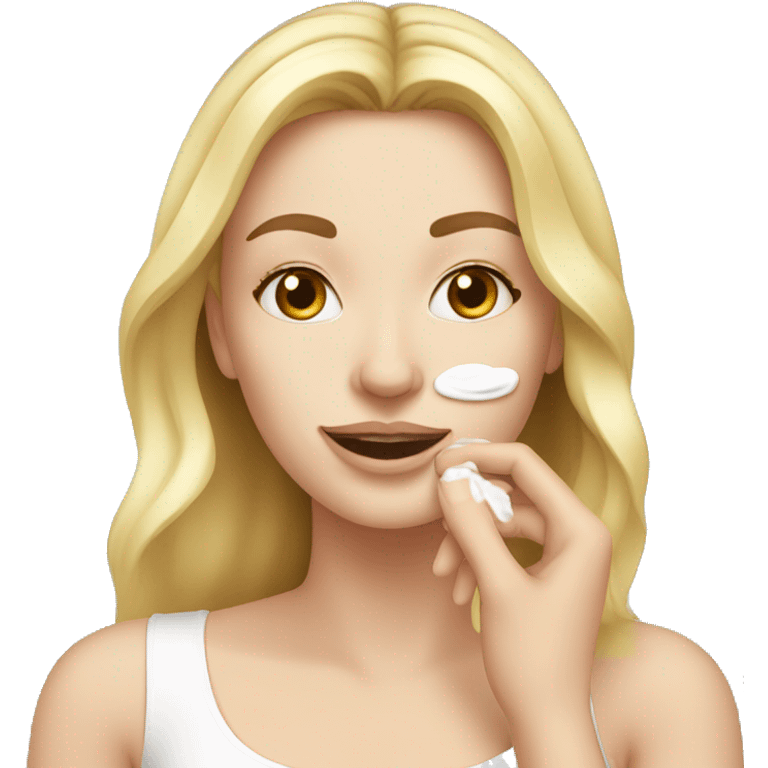 white girl applying cream on face emoji