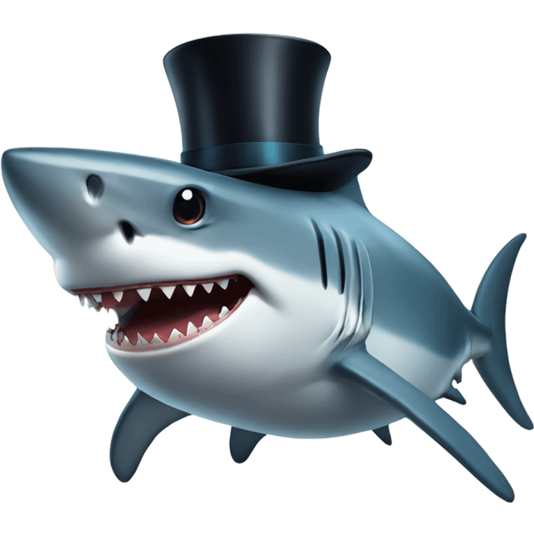 Shark with a top hat emoji