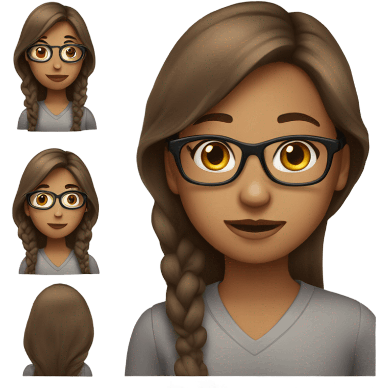 girl with brown long hair, with classes and with hoop earing emoji