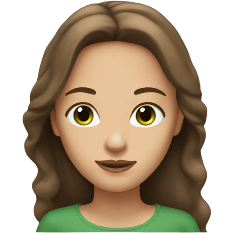 Woman with long brown hair and green eyes emoji