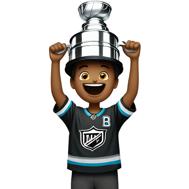 kid holding Stanley Cup trophy  emoji