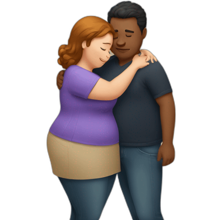 overweight couple hugging emoji