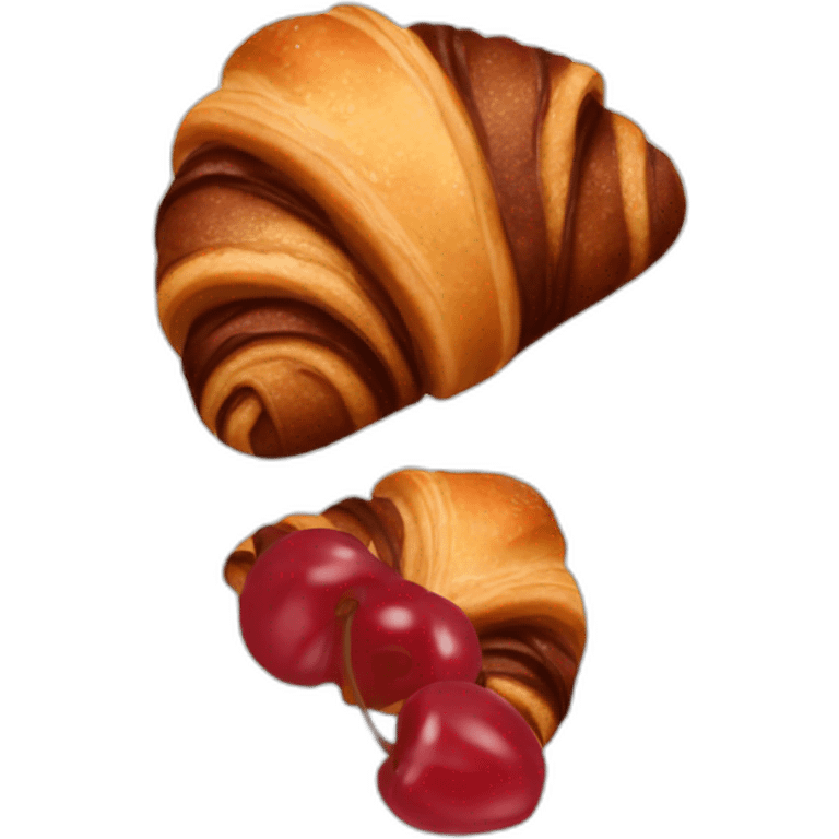 Chocolate croissant with cherry emoji