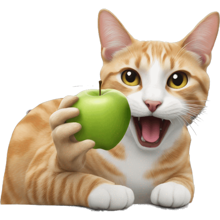 Cat in New York City biting an apple  emoji