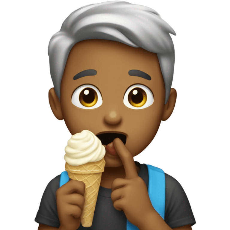 boy with finger in mouth eating ice cream emoji