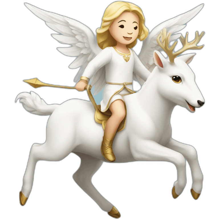 An angel riding white deer emoji