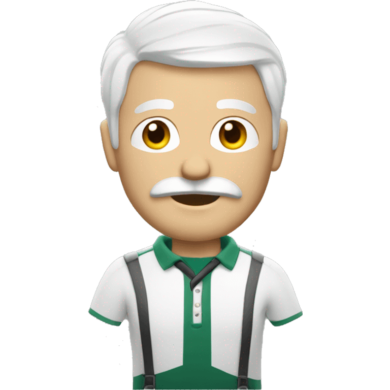 Man with white hair and mustache in golf outfit emoji