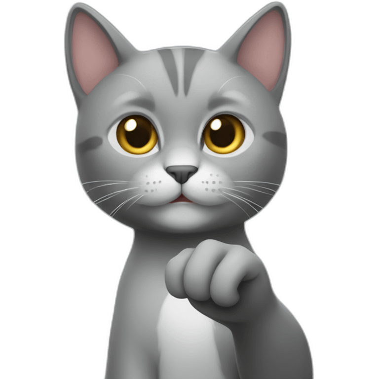 Grey cat who makes a finger of honor emoji