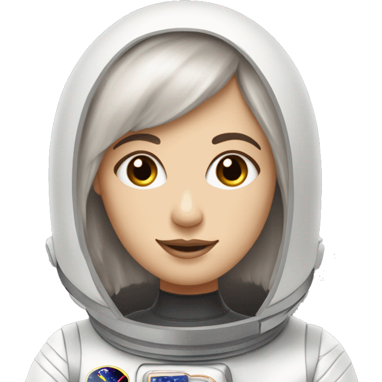 White Girl with Dark Brown Hair and￼ Bangs astronaut emoji