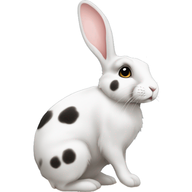 Lop eared spotty Rabbit sat on the moon emoji