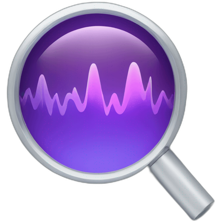 Magnifying glass over a sound wave emoji