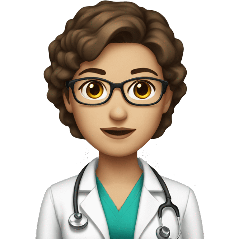 Female doctor brown hair beautiful brown eyes  emoji