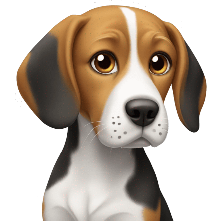 A beagle and a white and gray cat with a grey spot on its nose   emoji