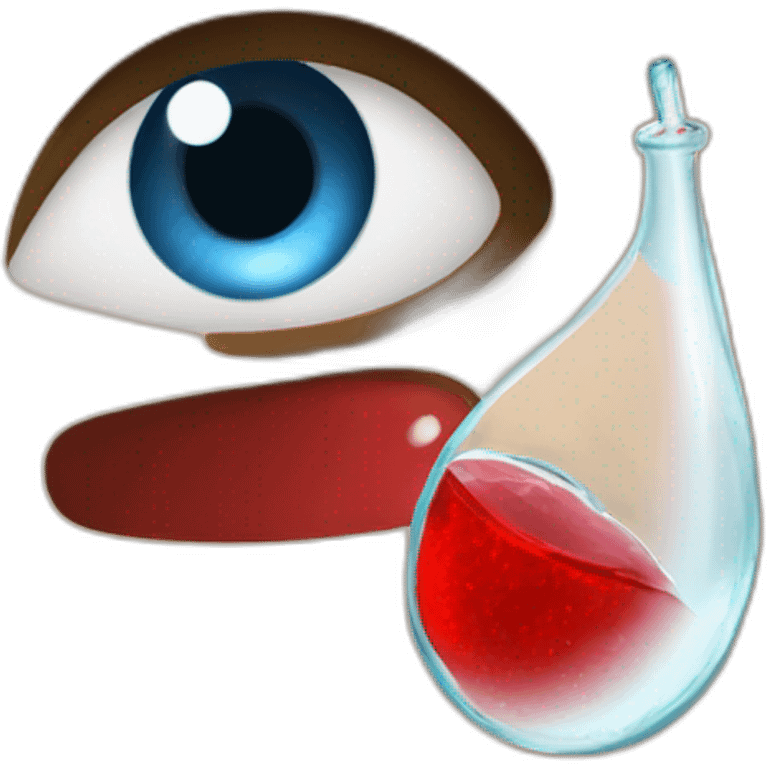 Girl with blond hair and blue eye take red vial emoji