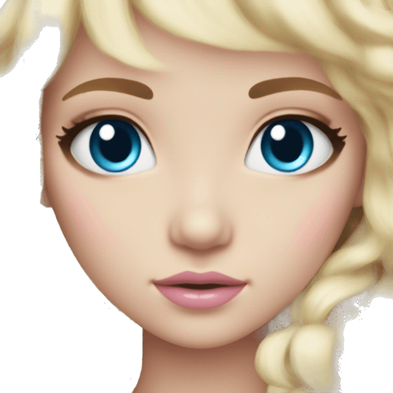 ocean blue doll eyes, blonde hair, feminine, pink, girl, angelic emoji