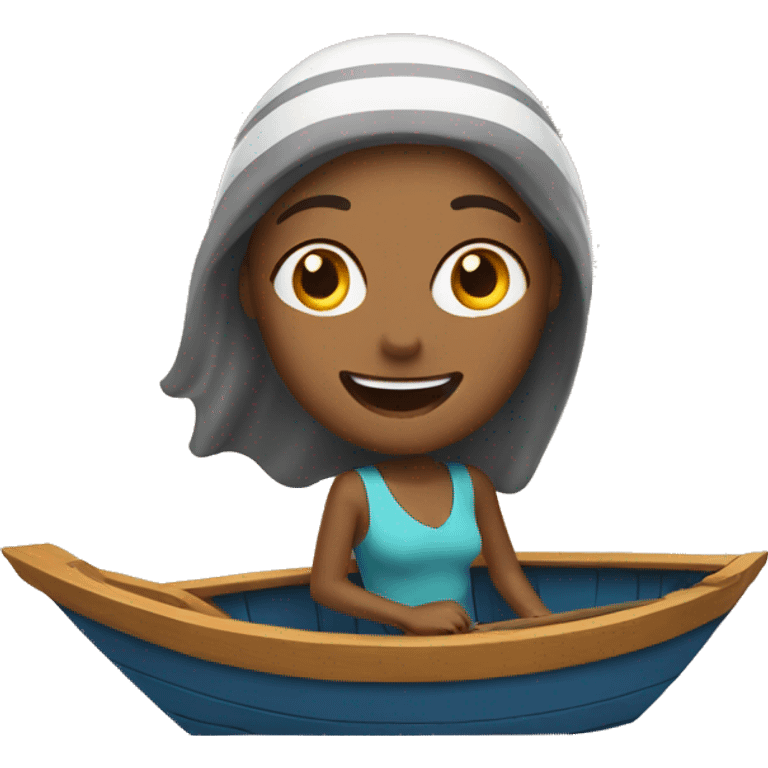 happy woman in a boat emoji