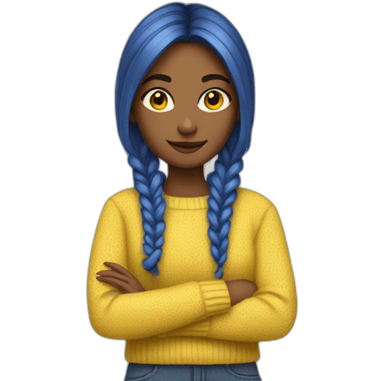 Girl in blue and yellow sweater emoji