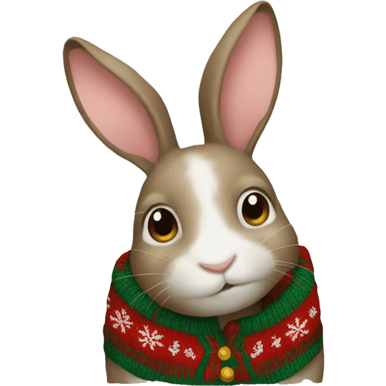 Rabbit in Christmas sweater emoji