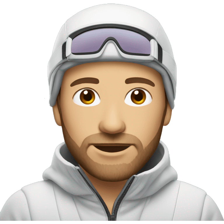 white man with brown stubble skiing emoji